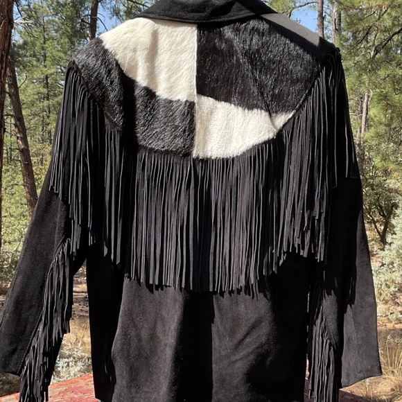 Vintage Women’s Leather Fringe Cowboy Jacket Black Small Contempo Casuals RARE - Picture 2 of 9